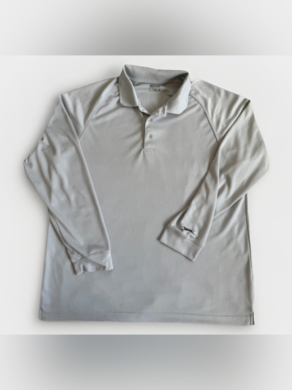 Slazenger XL Men's Golf Polo Light Gray Grid Long Sleeve Business Casual